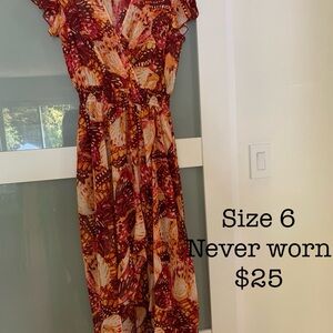 Elegant Red and Orange Women's Dress